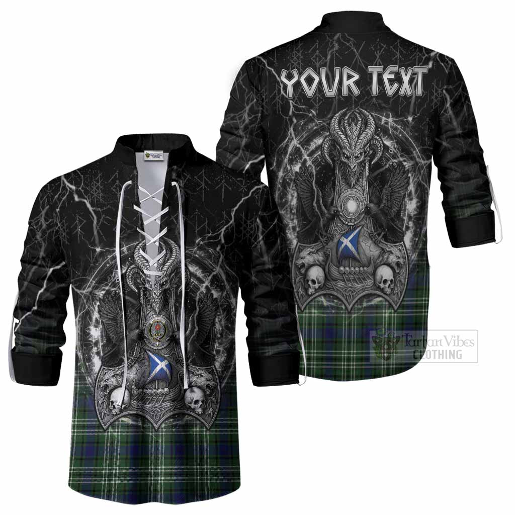 Learmonth Tartan Crest Ghillie Shirt Celtic Odin's Raven Legacy