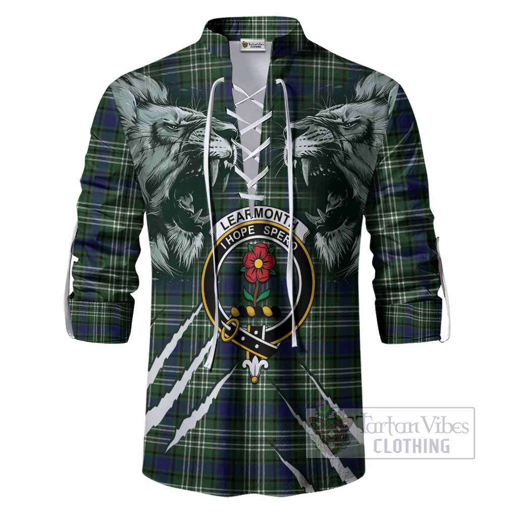 Learmonth Tartan Crest Ghillie Shirt Ferocious Lion Style