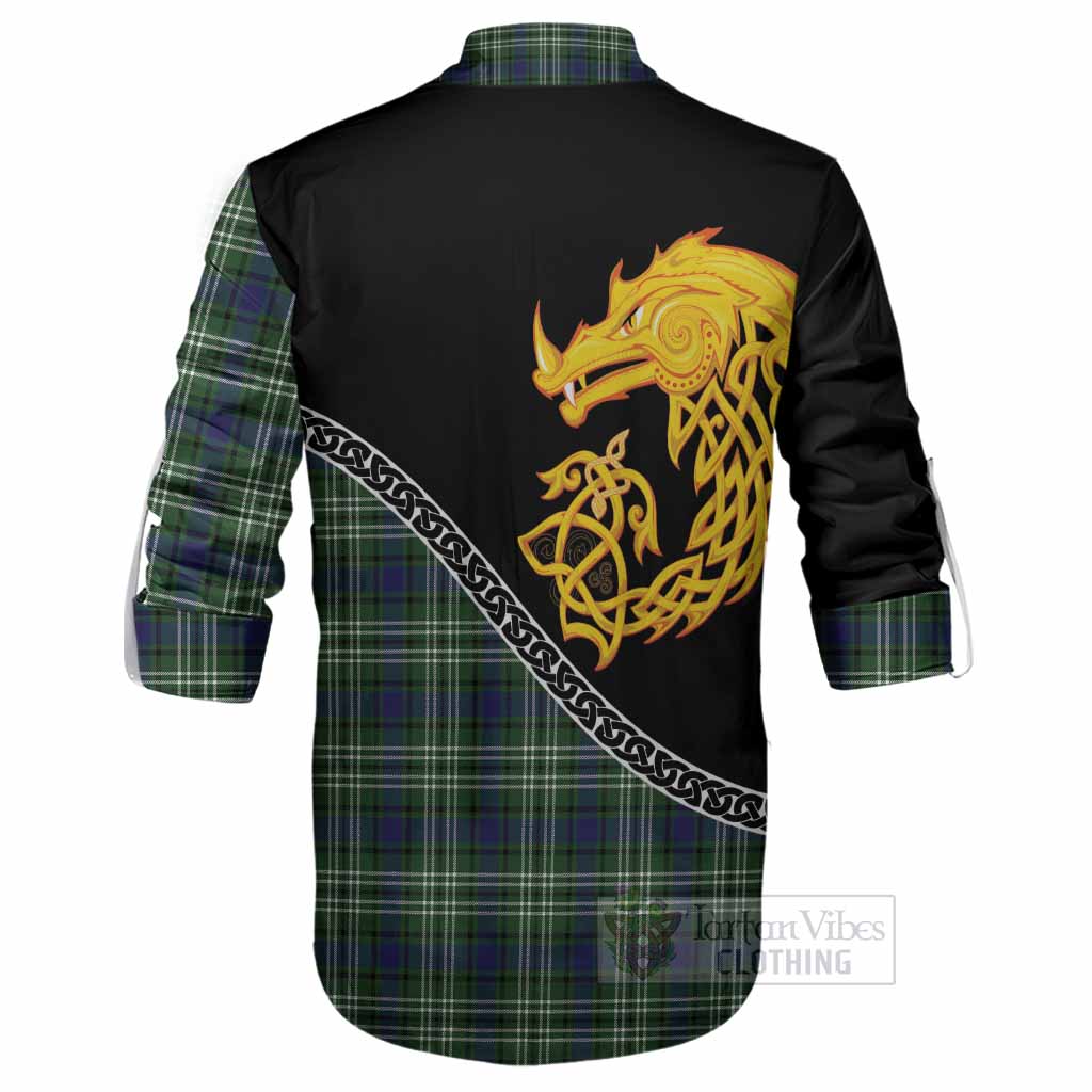 Learmonth Tartan Crest Ghillie Shirt Legendary Dragon Knot Half Style