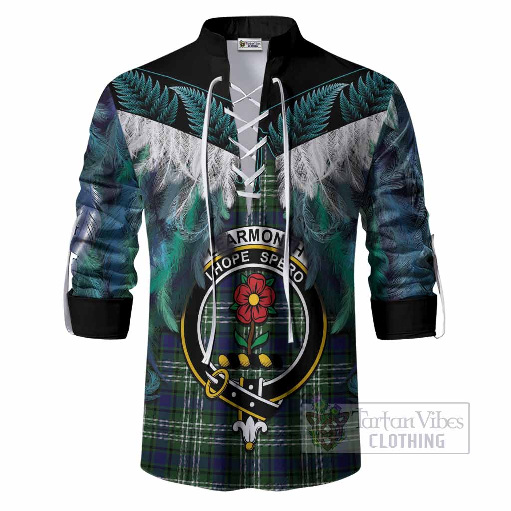 Learmonth Tartan Crest Ghillie Shirt New Zealand Maori Korowai Cloak