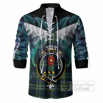 Learmonth Tartan Crest Ghillie Shirt New Zealand Maori Korowai Cloak