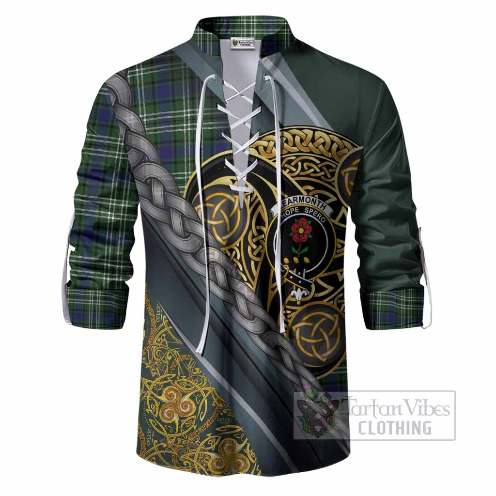 Learmonth Tartan Crest Ghillie Shirt Scottish Triskele Celtic