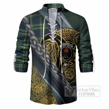 Learmonth Tartan Crest Ghillie Shirt Scottish Triskele Celtic