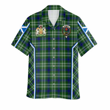 Learmonth Tartan Crest Hawaiian Shirt Scotland Coat of Arm Flag Style