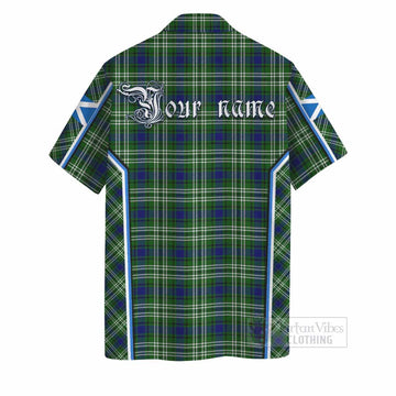 Learmonth Tartan Crest Hawaiian Shirt Scotland Coat of Arm Flag Style