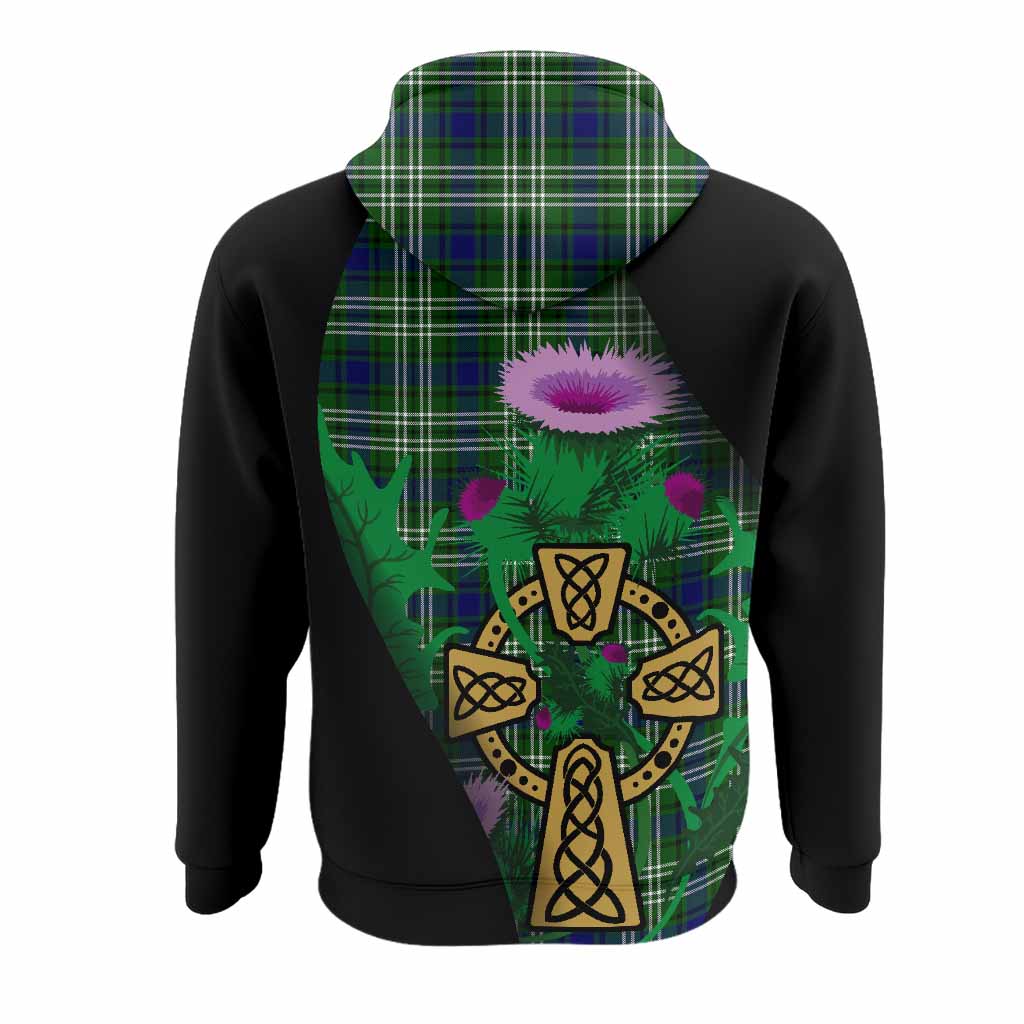 Learmonth Tartan Crest Hoodie Celtic Cross Thistle Flowers