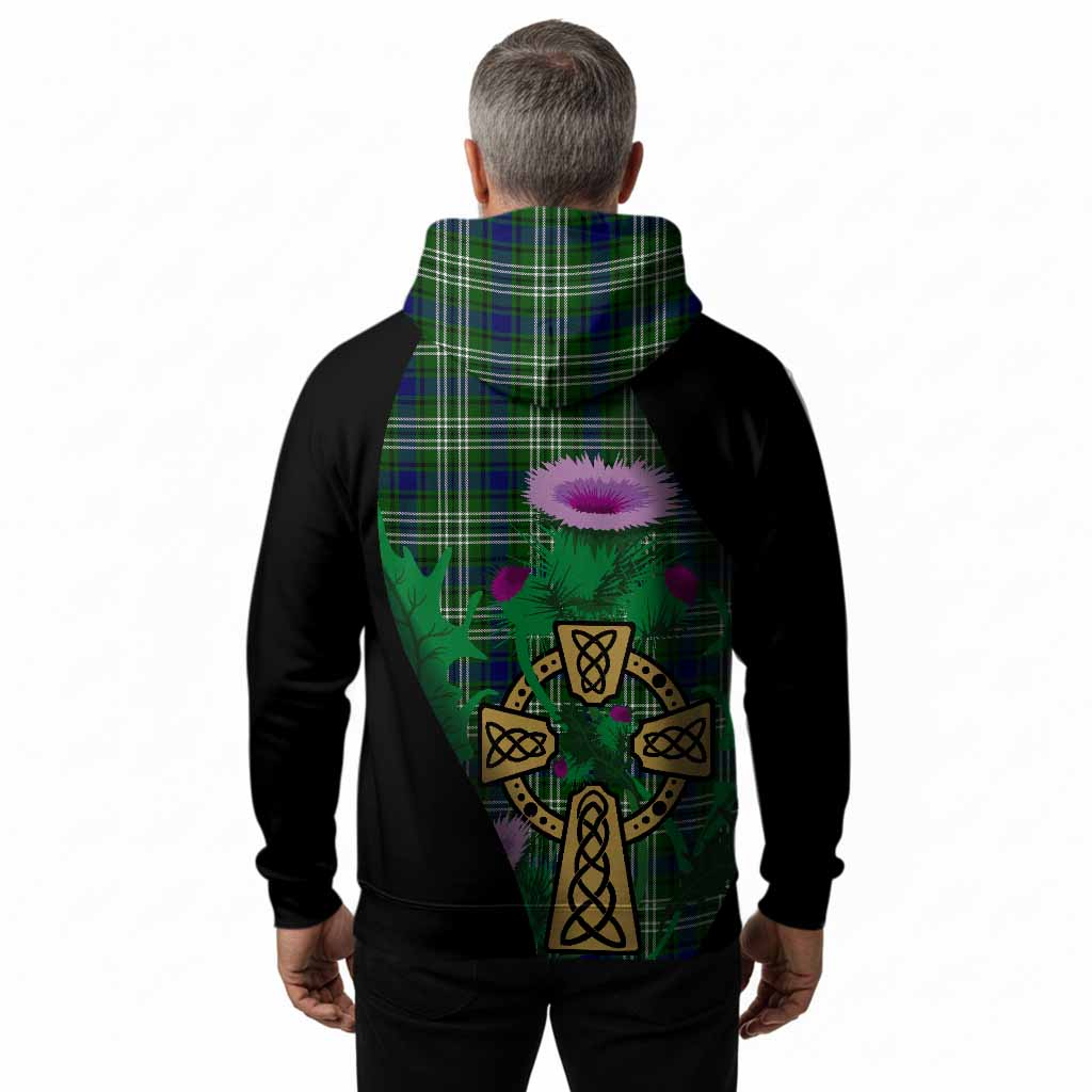 Learmonth Tartan Crest Hoodie Celtic Cross Thistle Flowers
