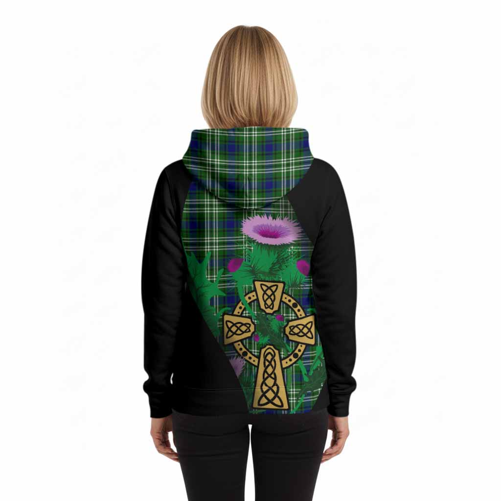 Learmonth Tartan Crest Hoodie Celtic Cross Thistle Flowers