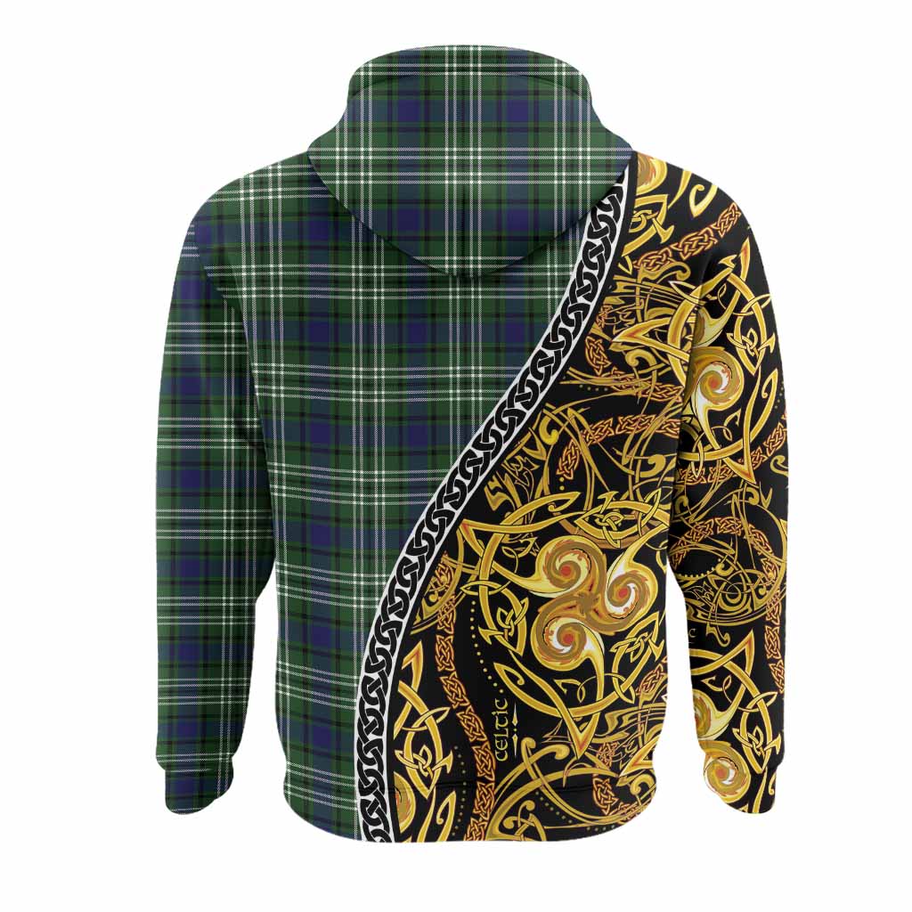 Learmonth Tartan Crest Hoodie Celtic Knot and Triple Trickle Spiral Symbols