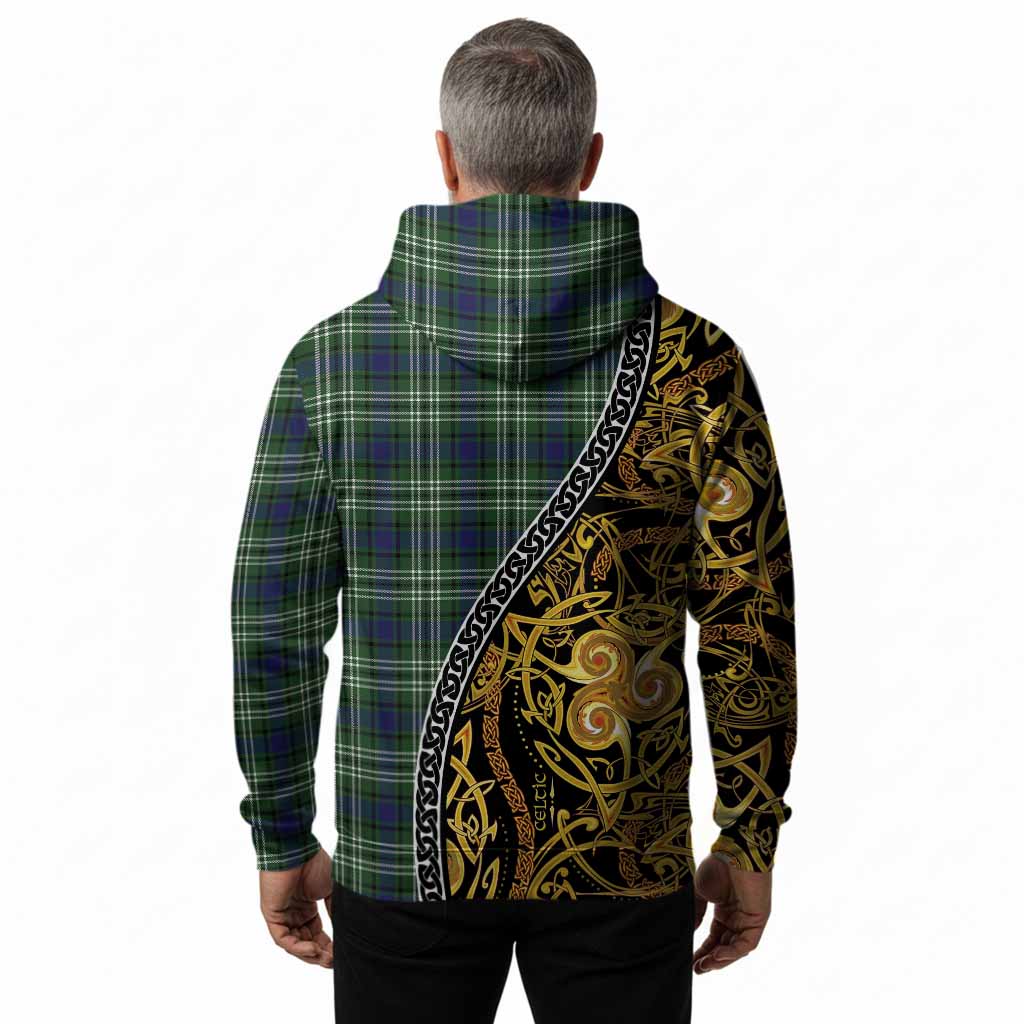 Learmonth Tartan Crest Hoodie Celtic Knot and Triple Trickle Spiral Symbols