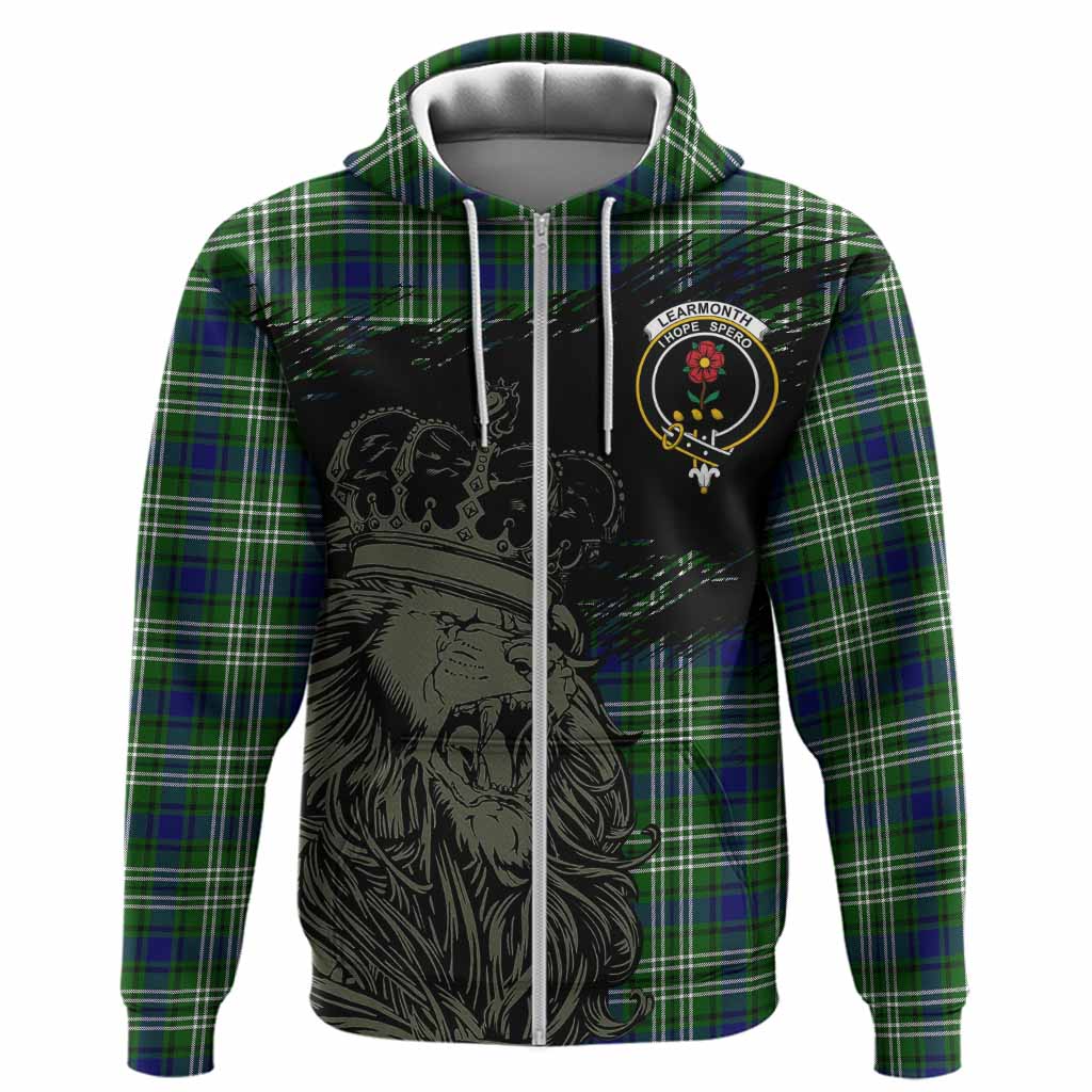 Learmonth Tartan Crest Hoodie Crowned Lion Heritage Style