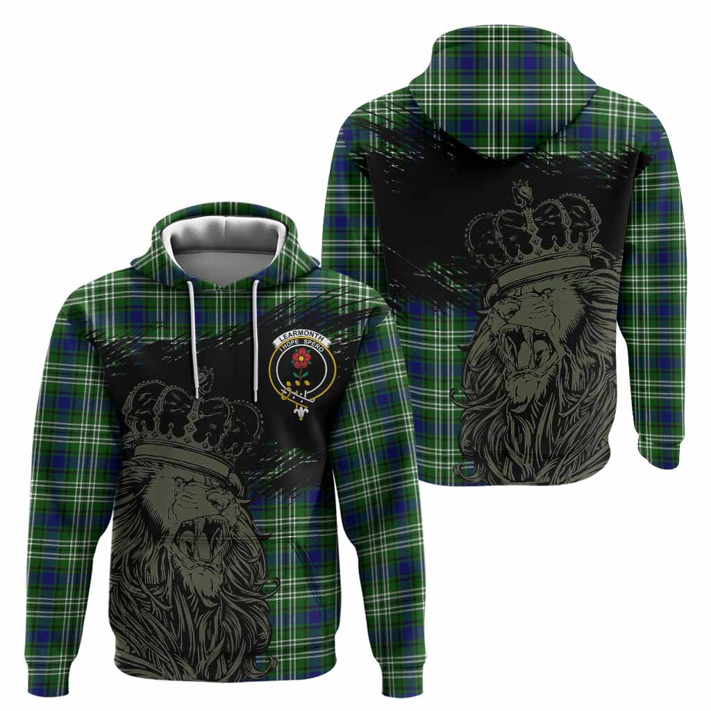 Learmonth Tartan Crest Hoodie Crowned Lion Heritage Style