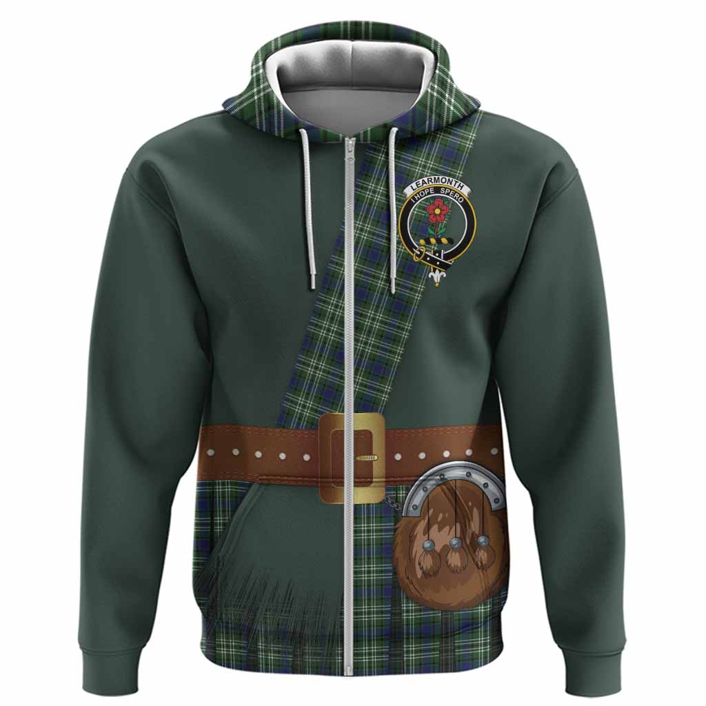 Learmonth Tartan Crest Hoodie Kilt Costume Style
