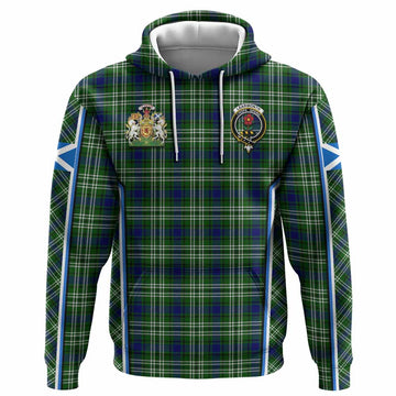 Learmonth Tartan Crest Hoodie Scotland Coat of Arm Flag Style