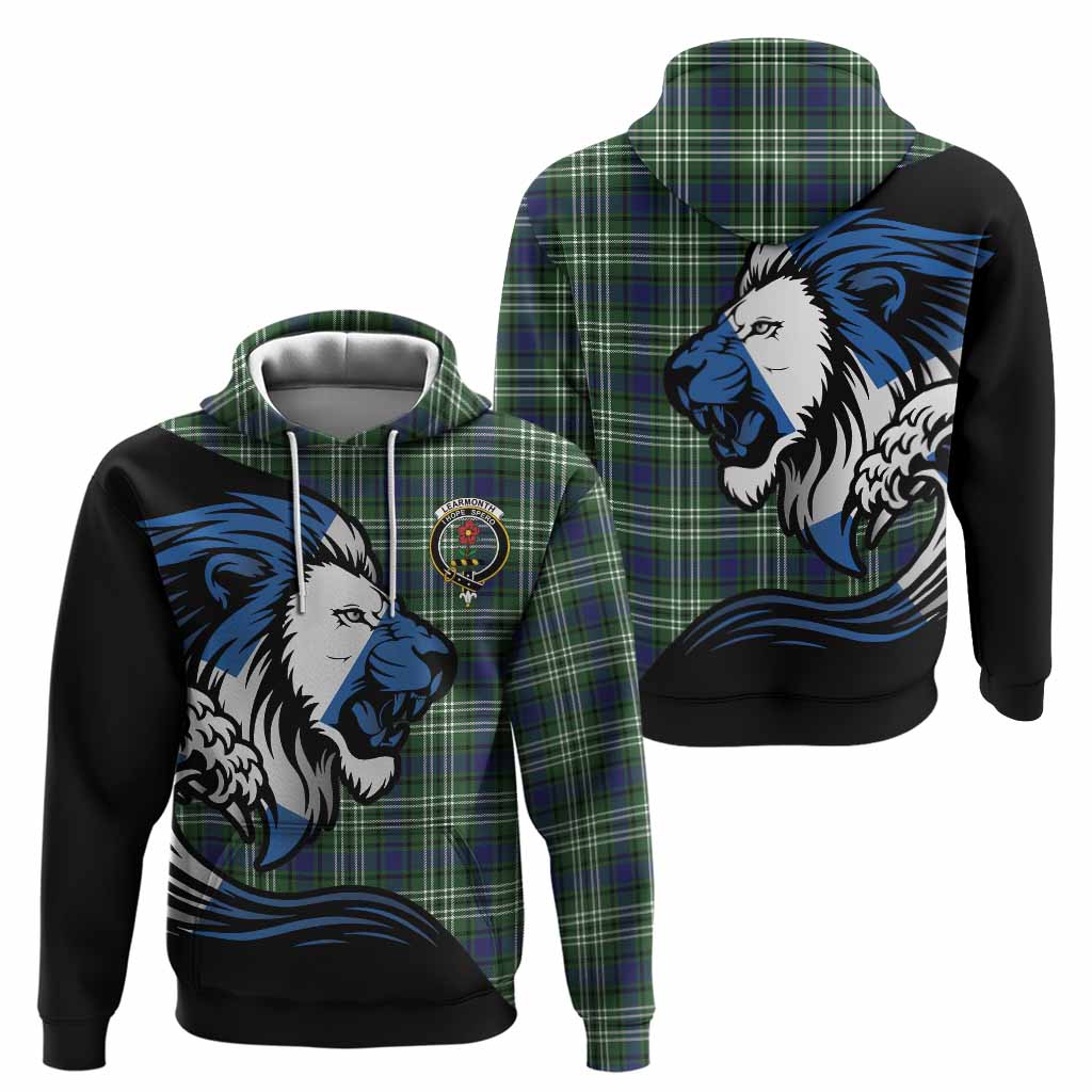 Learmonth Tartan Crest Hoodie Scottish Golden Lions Wave Flow