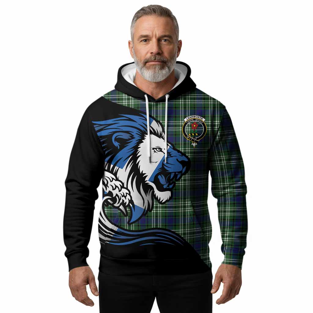 Learmonth Tartan Crest Hoodie Scottish Golden Lions Wave Flow