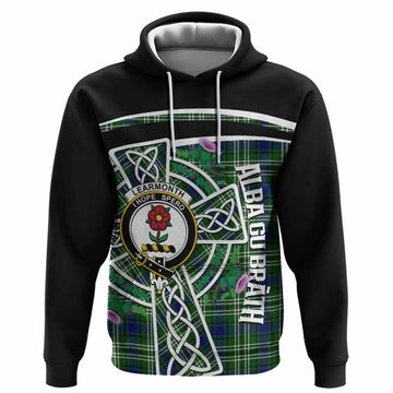Learmonth Tartan Crest Hoodie Scottish Thistle Celtic Cross Alba Gu Brath