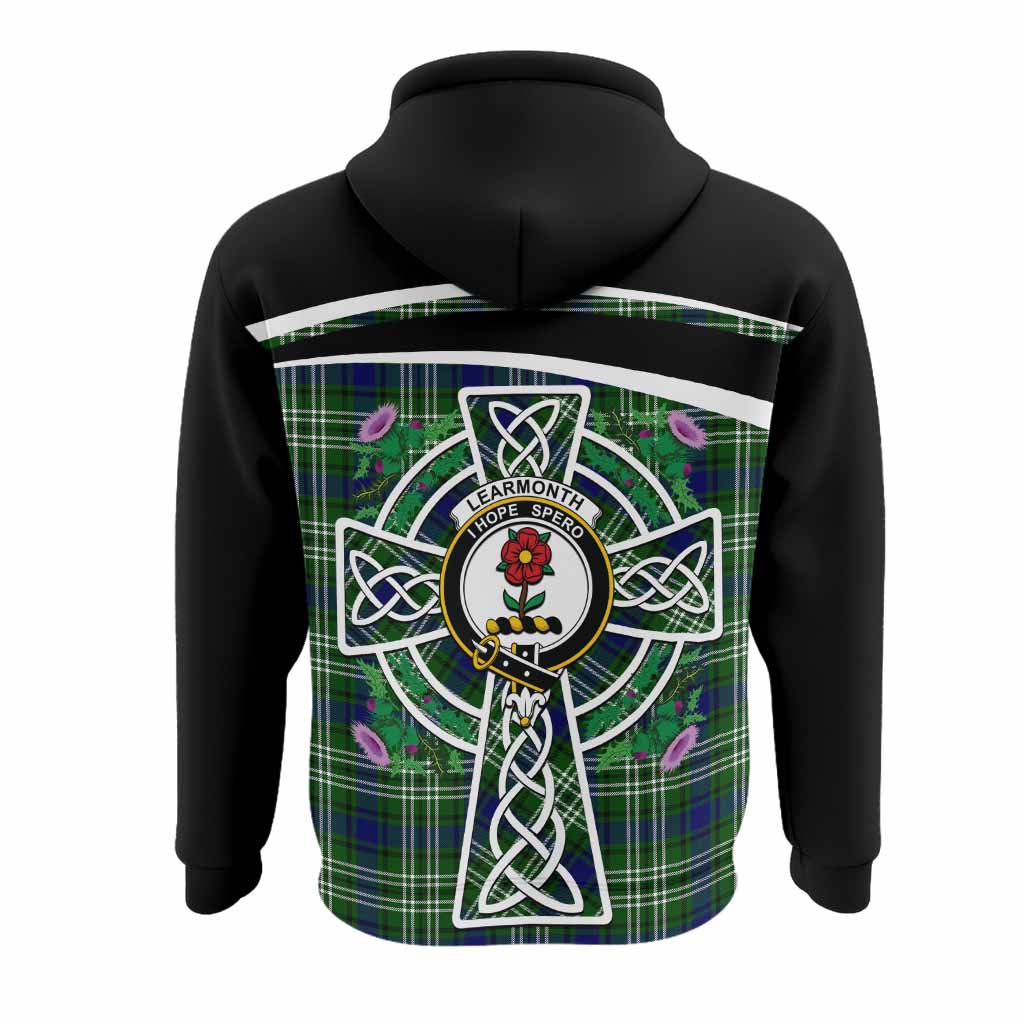 Learmonth Tartan Crest Hoodie Scottish Thistle Celtic Cross Alba Gu Brath