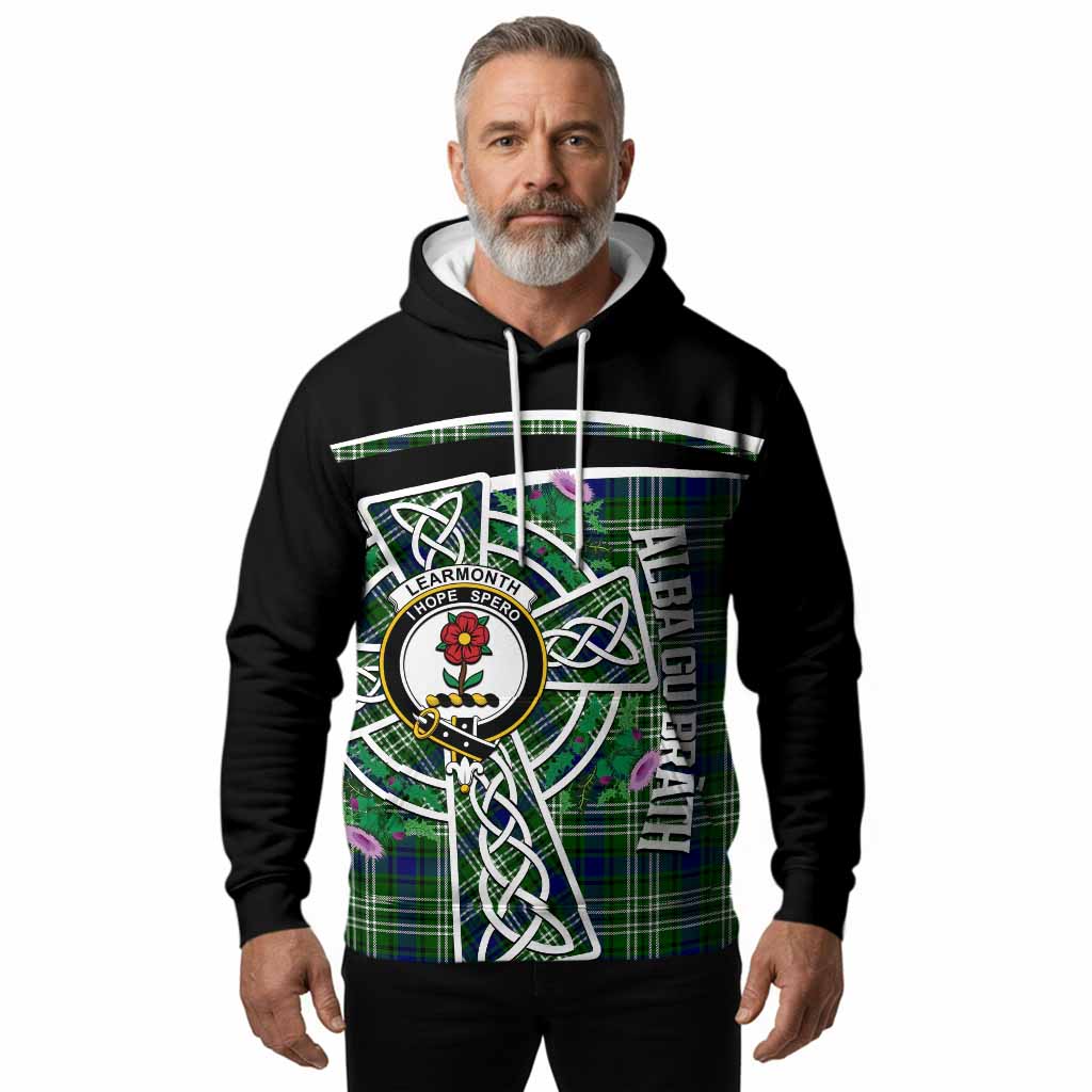 Learmonth Tartan Crest Hoodie Scottish Thistle Celtic Cross Alba Gu Brath