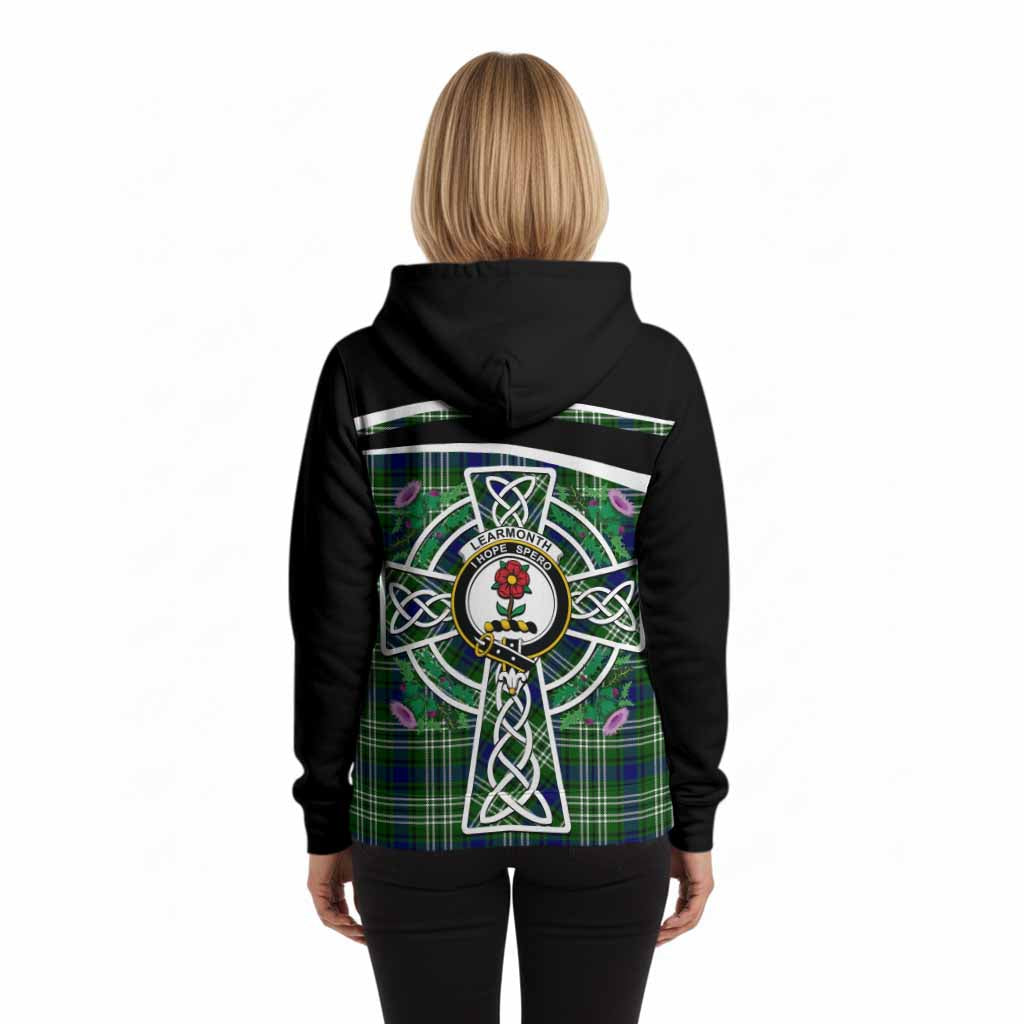 Learmonth Tartan Crest Hoodie Scottish Thistle Celtic Cross Alba Gu Brath