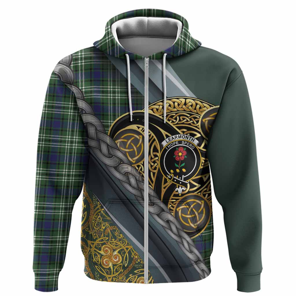 Learmonth Tartan Crest Hoodie Scottish Triskele Celtic