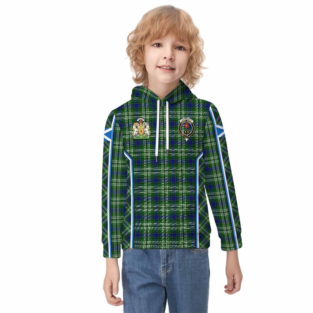 Learmonth Tartan Crest Kid Hoodie Scotland Coat of Arm Flag Style - Tartan Vibes Clothing