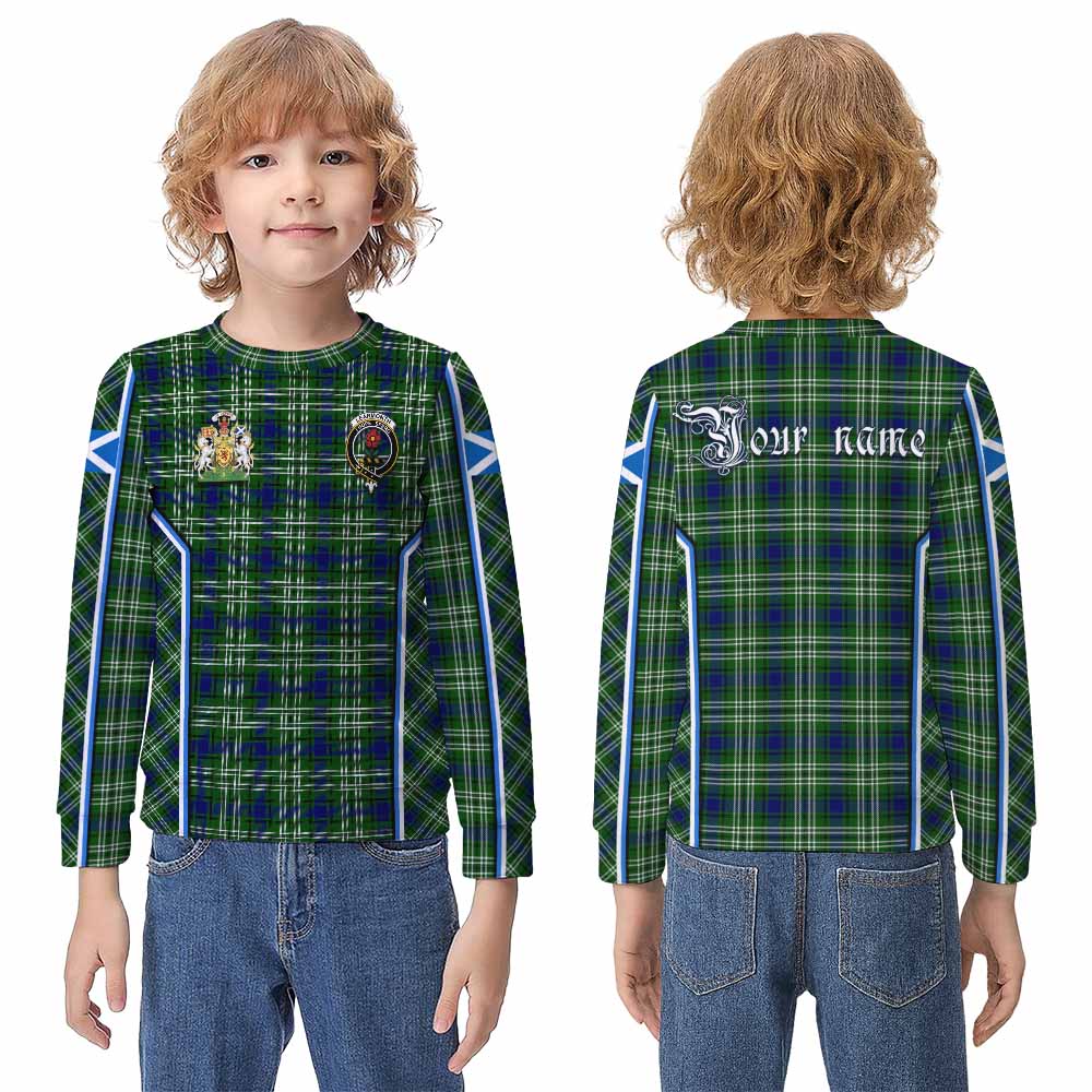 Learmonth Tartan Crest Kid Knitted Sweatshirt Scotland Coat of Arm Flag Style - Tartan Vibes Clothing