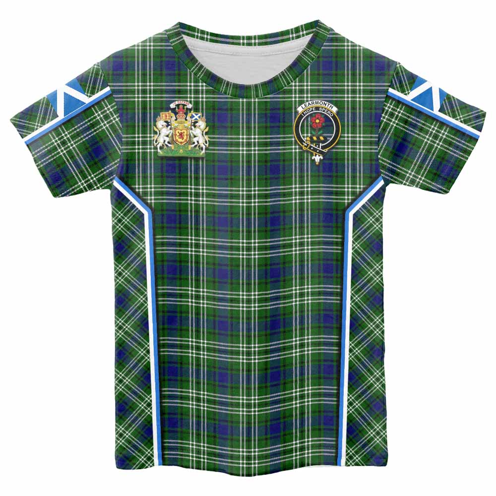 Learmonth Tartan Crest Kid T-shirt Scotland Coat of Arm Flag Style - Tartan Vibes Clothing