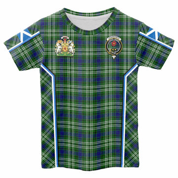 Learmonth Tartan Crest Kid T-shirt Scotland Coat of Arm Flag Style