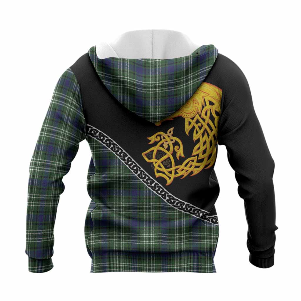 Learmonth Tartan Crest Knitted Hoodie Legendary Dragon Knot Half Style
