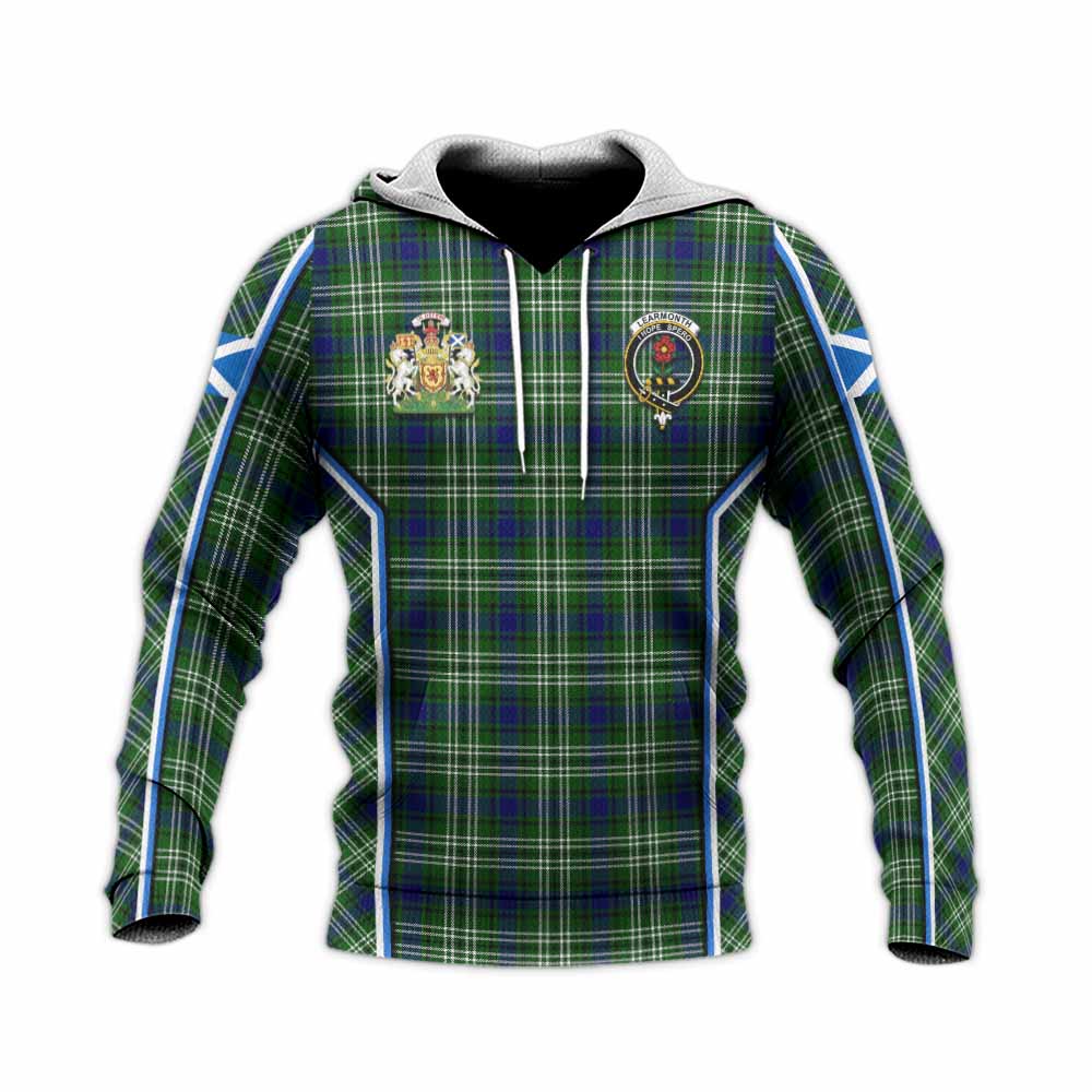 Learmonth Tartan Crest Knitted Hoodie Scotland Coat of Arm Flag Style - Tartan Vibes Clothing