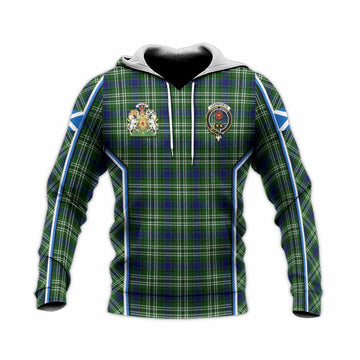 Learmonth Tartan Crest Knitted Hoodie Scotland Coat of Arm Flag Style - Tartan Vibes Clothing