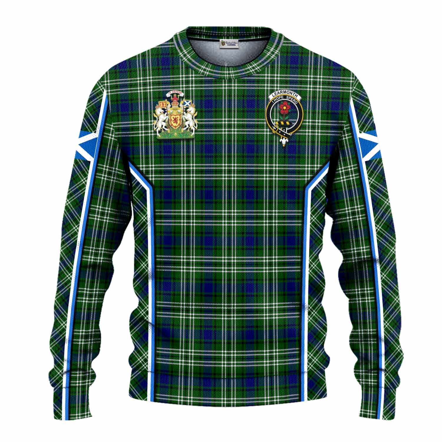 Learmonth Tartan Crest Knitted Sweater Scotland Coat of Arm Flag Style - Tartan Vibes Clothing