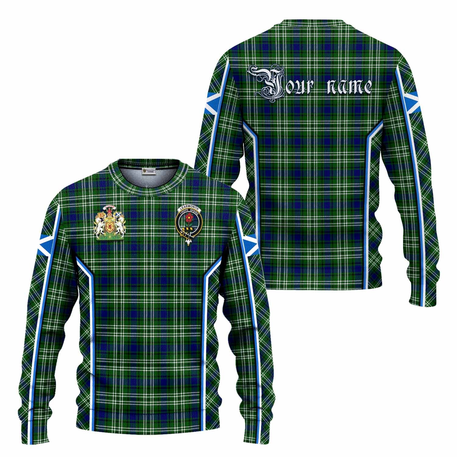 Learmonth Tartan Crest Knitted Sweater Scotland Coat of Arm Flag Style - Tartan Vibes Clothing
