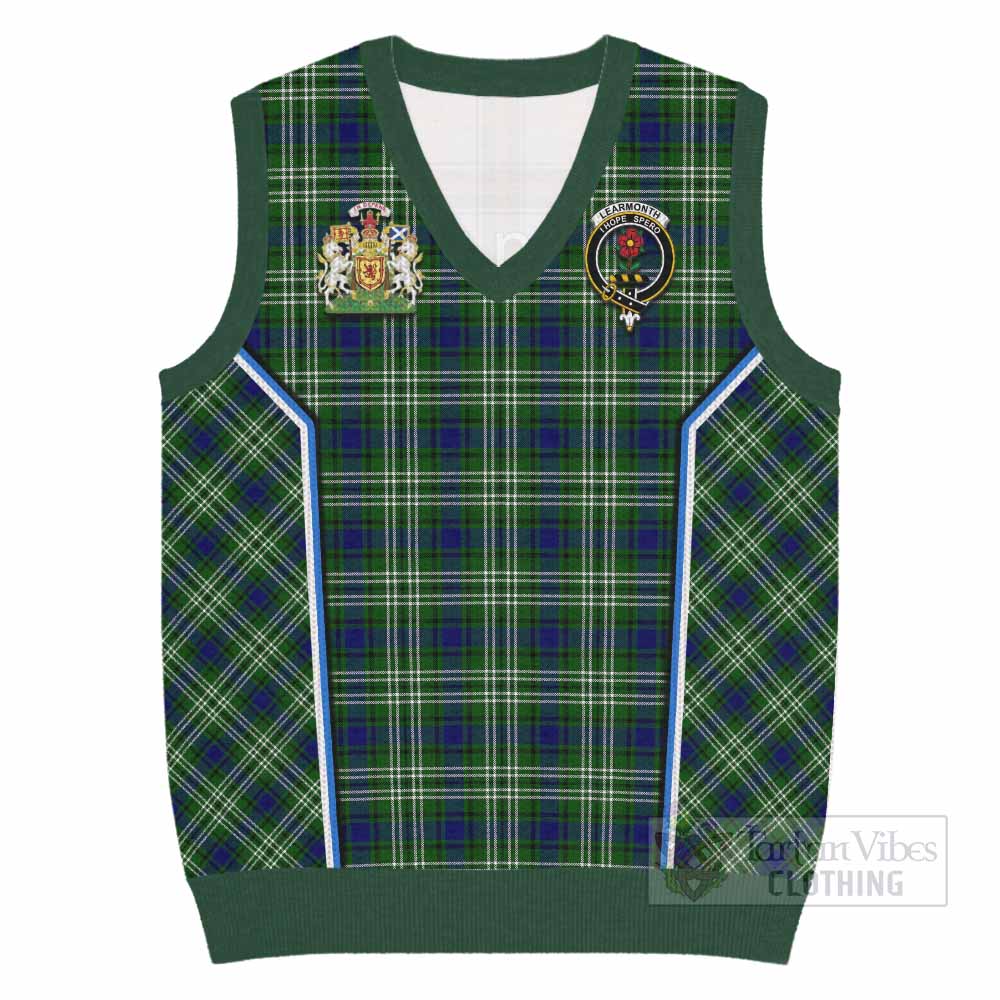 Learmonth Tartan Crest Knitted V-Neck Vest Scotland Coat of Arm Flag Style - Tartan Vibes Clothing