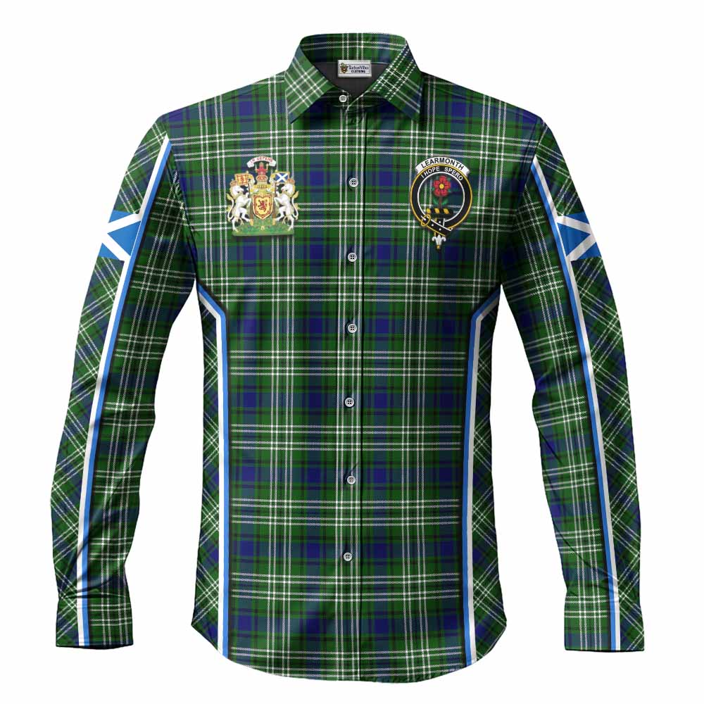 Learmonth Tartan Crest Long Sleeve Button Shirts Scotland Coat of Arm Flag Style - Tartan Vibes Clothing