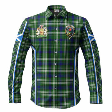 Learmonth Tartan Crest Long Sleeve Button Shirts Scotland Coat of Arm Flag Style