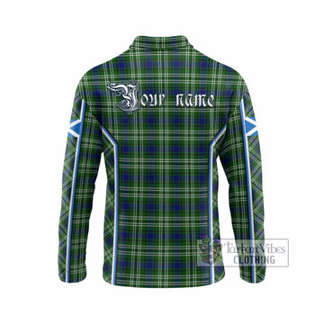 Learmonth Tartan Crest Long Sleeve Polo Shirt Scotland Coat of Arm Flag Style