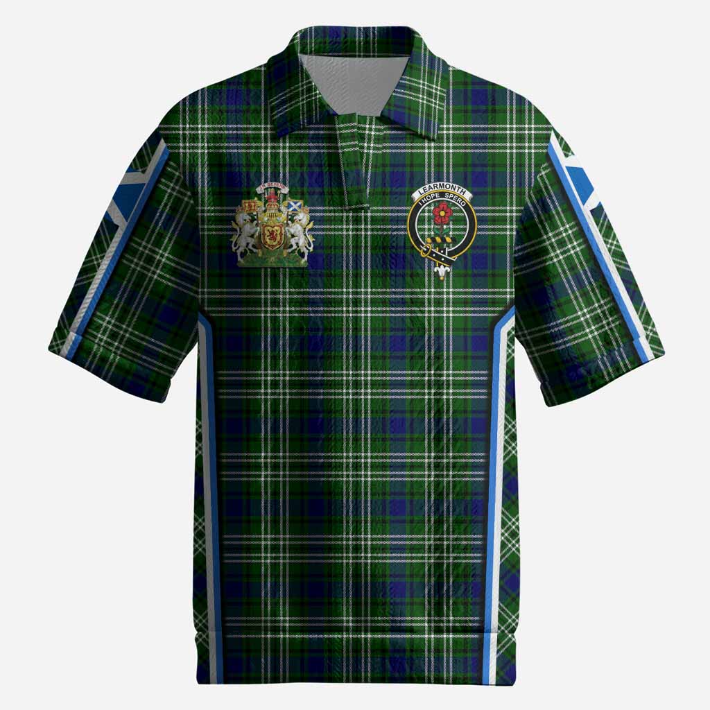 Learmonth Tartan Crest Men’s Polo Sweater Top Scotland Coat of Arm Flag Style