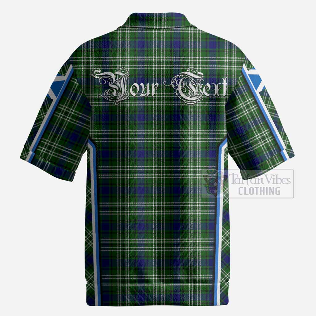 Learmonth Tartan Crest Men’s Polo Sweater Top Scotland Coat of Arm Flag Style