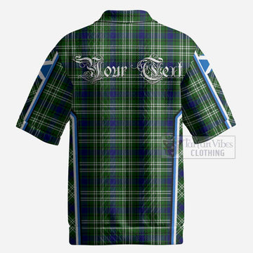 Learmonth Tartan Crest Men’s Polo Sweater Top Scotland Coat of Arm Flag Style