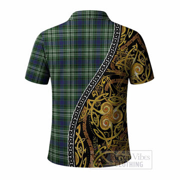 Learmonth Tartan Crest Polo Shirt Celtic Knot and Triple Trickle Spiral Symbols
