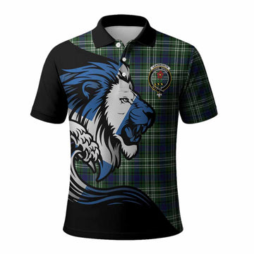 Learmonth Tartan Crest Polo Shirt Scottish Golden Lions Wave Flow
