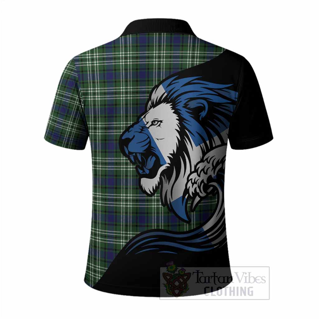 Learmonth Tartan Crest Polo Shirt Scottish Golden Lions Wave Flow