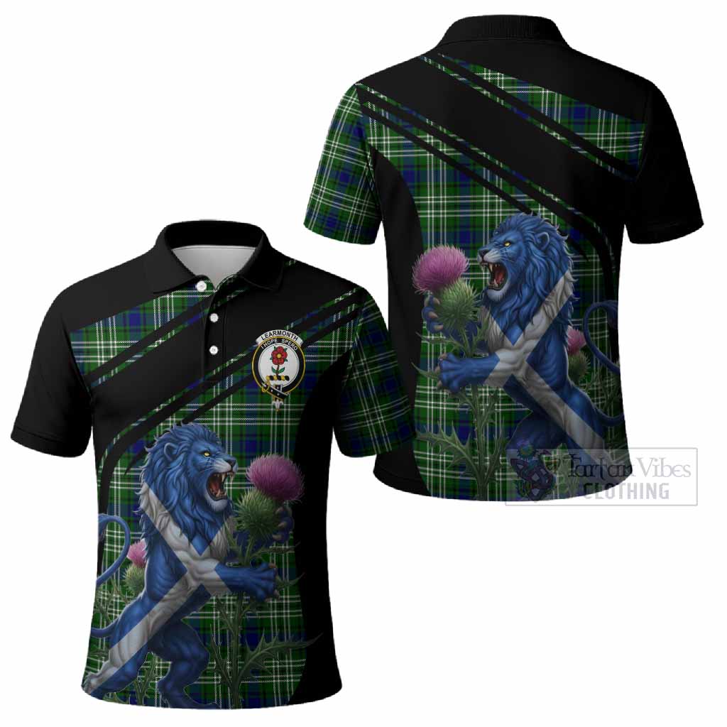 Learmonth Tartan Crest Polo Shirt Scottish Lion Rampant Thistle