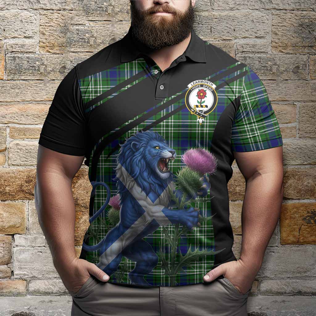 Learmonth Tartan Crest Polo Shirt Scottish Lion Rampant Thistle