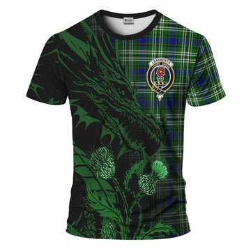 Learmonth Tartan Crest Scottish T-Shirt Dragon and Thistle