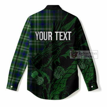 Learmonth Tartan Crest Scottish Women Casual Shirt Dragon and Thistle