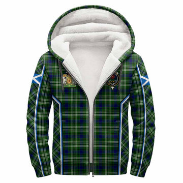 Learmonth Tartan Crest Sherpa Hoodie Scotland Coat of Arm Flag Style