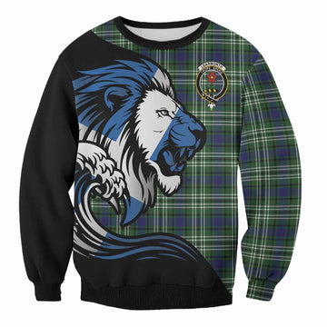 Learmonth Tartan Crest Sweatshirt Scottish Golden Lions Wave Flow